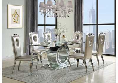 Noralie Mirrored & Faux Diamonds Dining Table,Acme
