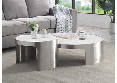 Image for Abilene Marble & Brush Silver Finish Coffee Table