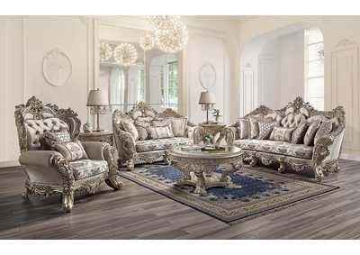 Image for Danae Fabric, Champagne & Gold Finish Loveseat