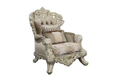Image for Sorina Velvet, Fabric & Antique Gold Finish Chair