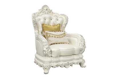 Image for Adara White PU & Antique White Finish Chair