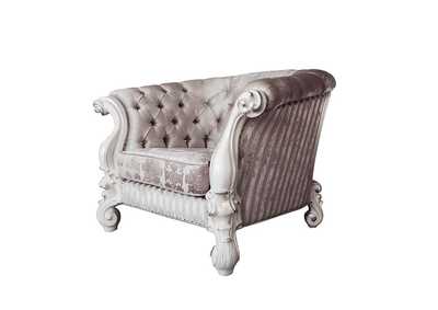 Versailles  Ivory Fabric & Bone White Finish Chair,Acme