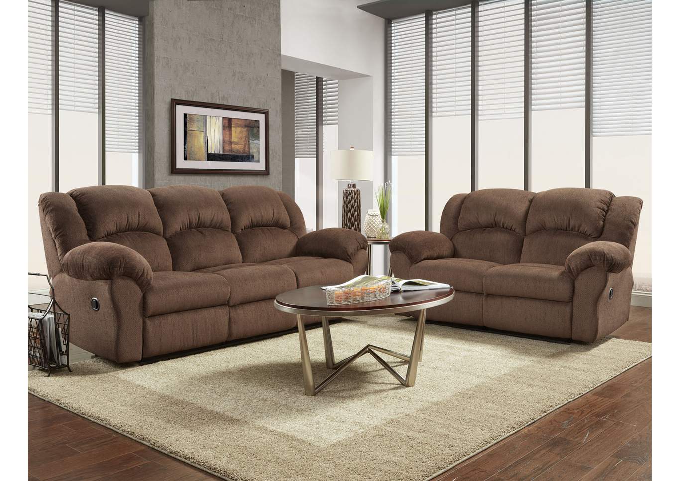 Aspen Chocolate Reclining Sofa,Affordable Furniture