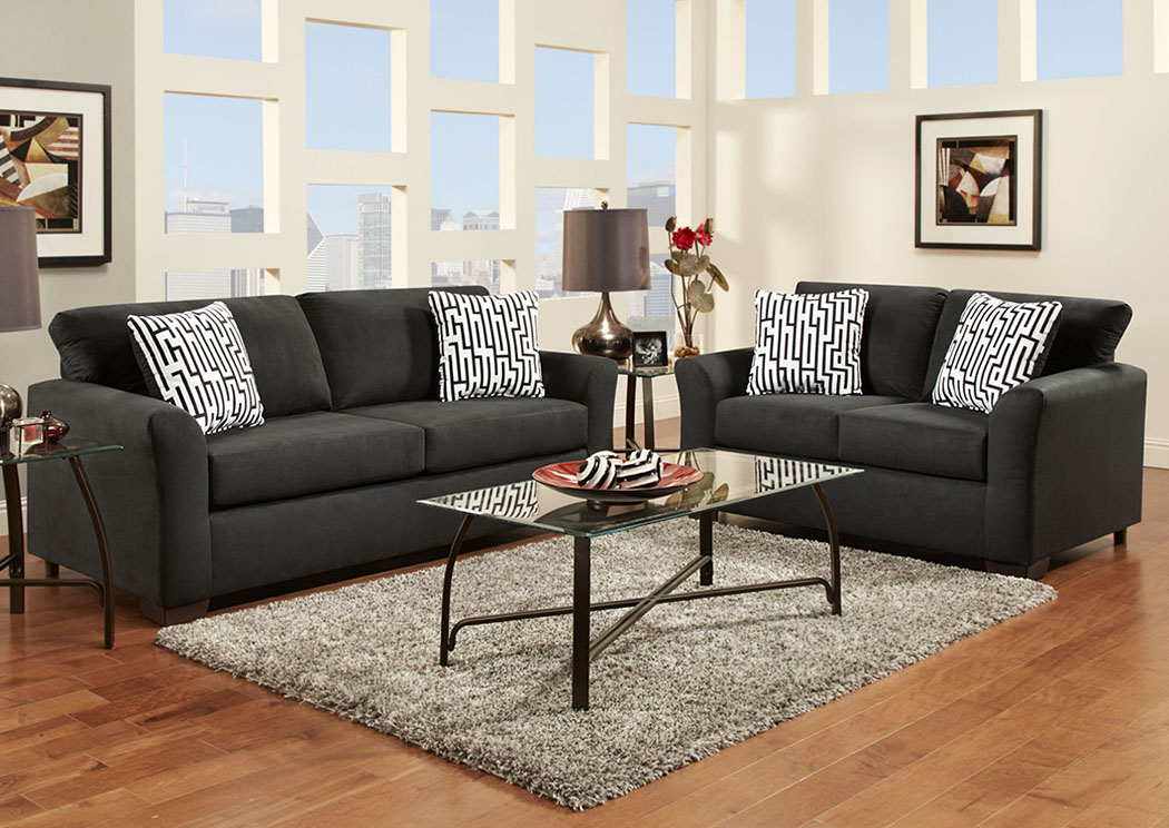 Sensations Black Loveseat,Affordable Furniture
