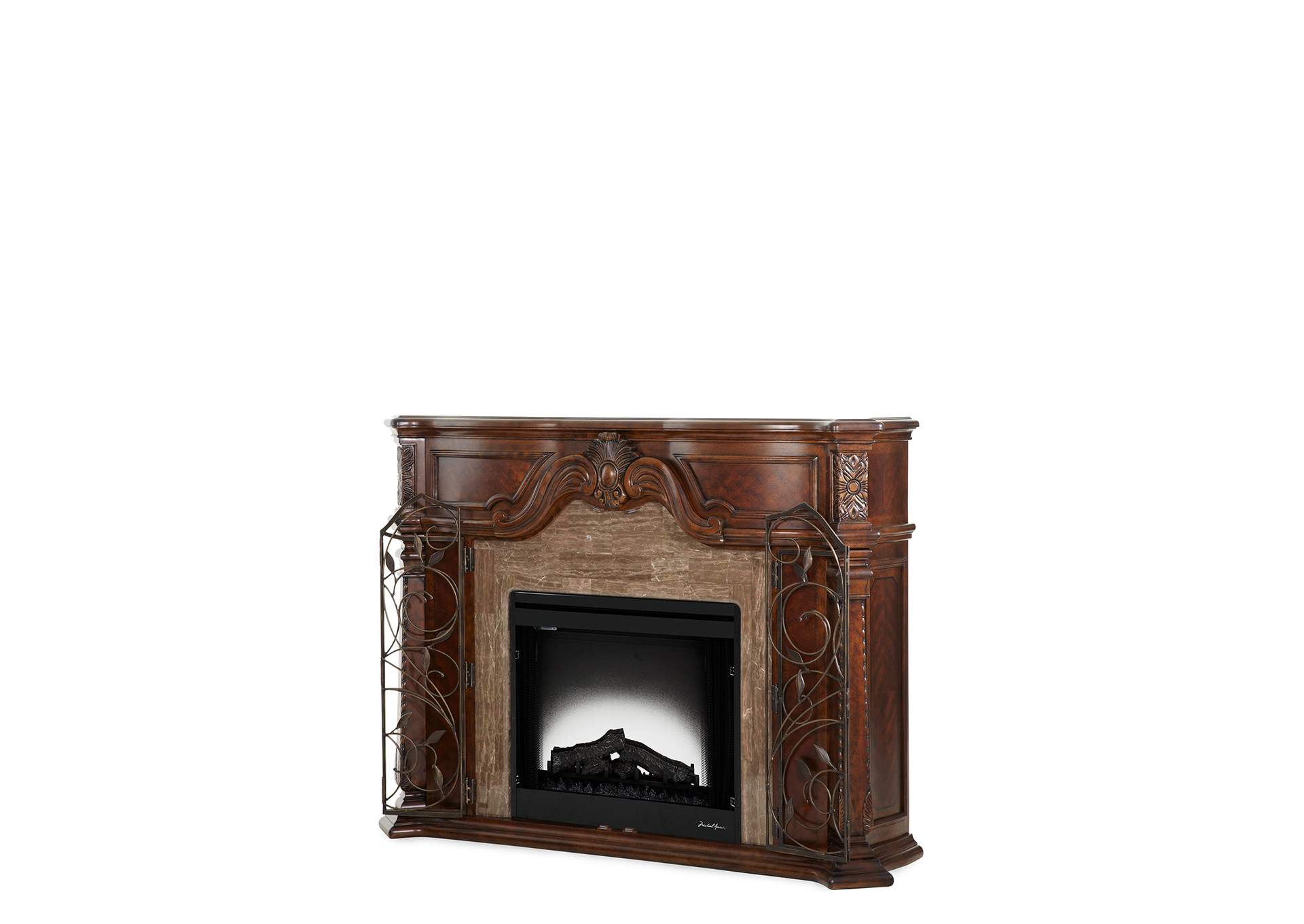 Windsor Court Fireplace Vintage Fruitwood,AICO