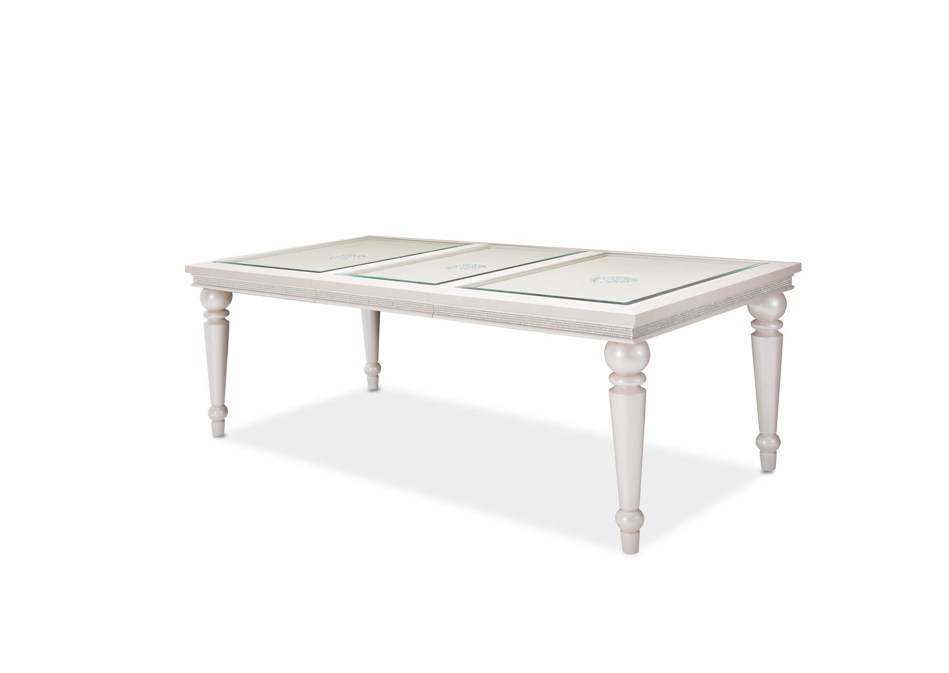 Glimmering Heights 4 Leg Dining Table w/Glass Insert,Michael Amini (AICO)
