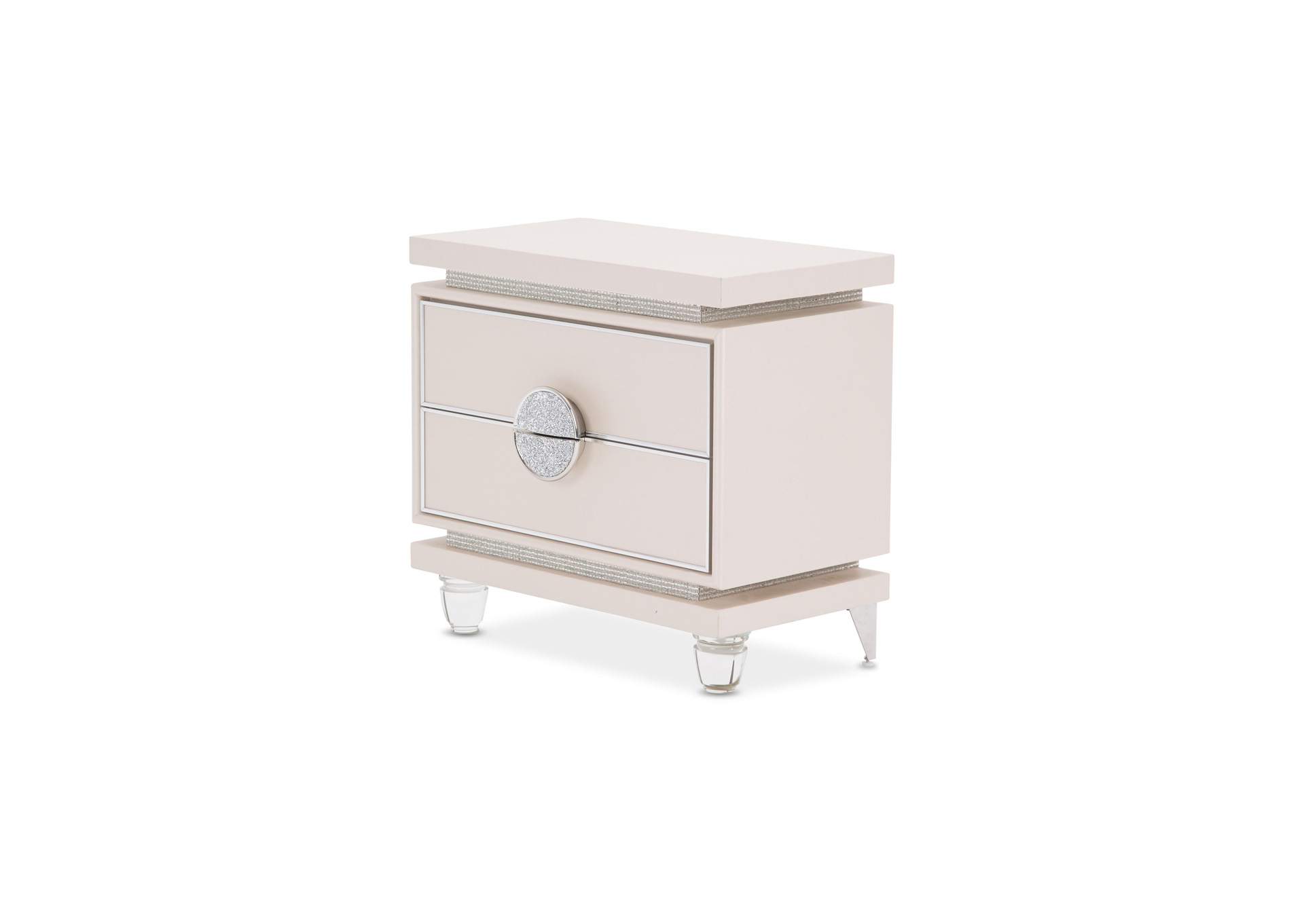Glimmering Heights Upholstered Nightstand Ivory,Michael Amini (AICO)