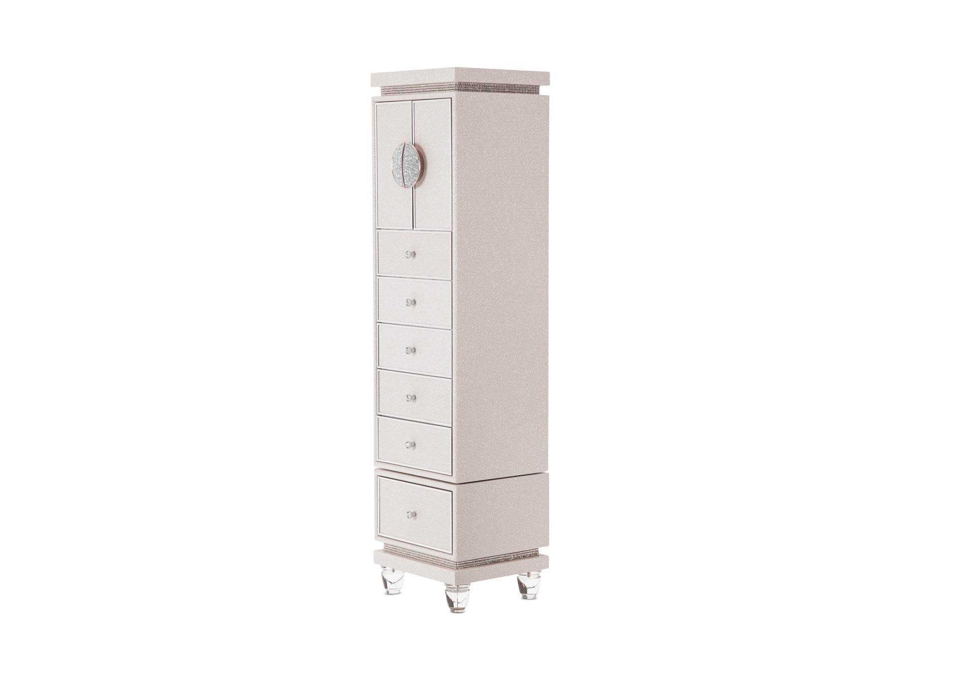 Glimmering Heights Upholstered Swivel Lingerie Chest Ivory,Michael Amini (AICO)