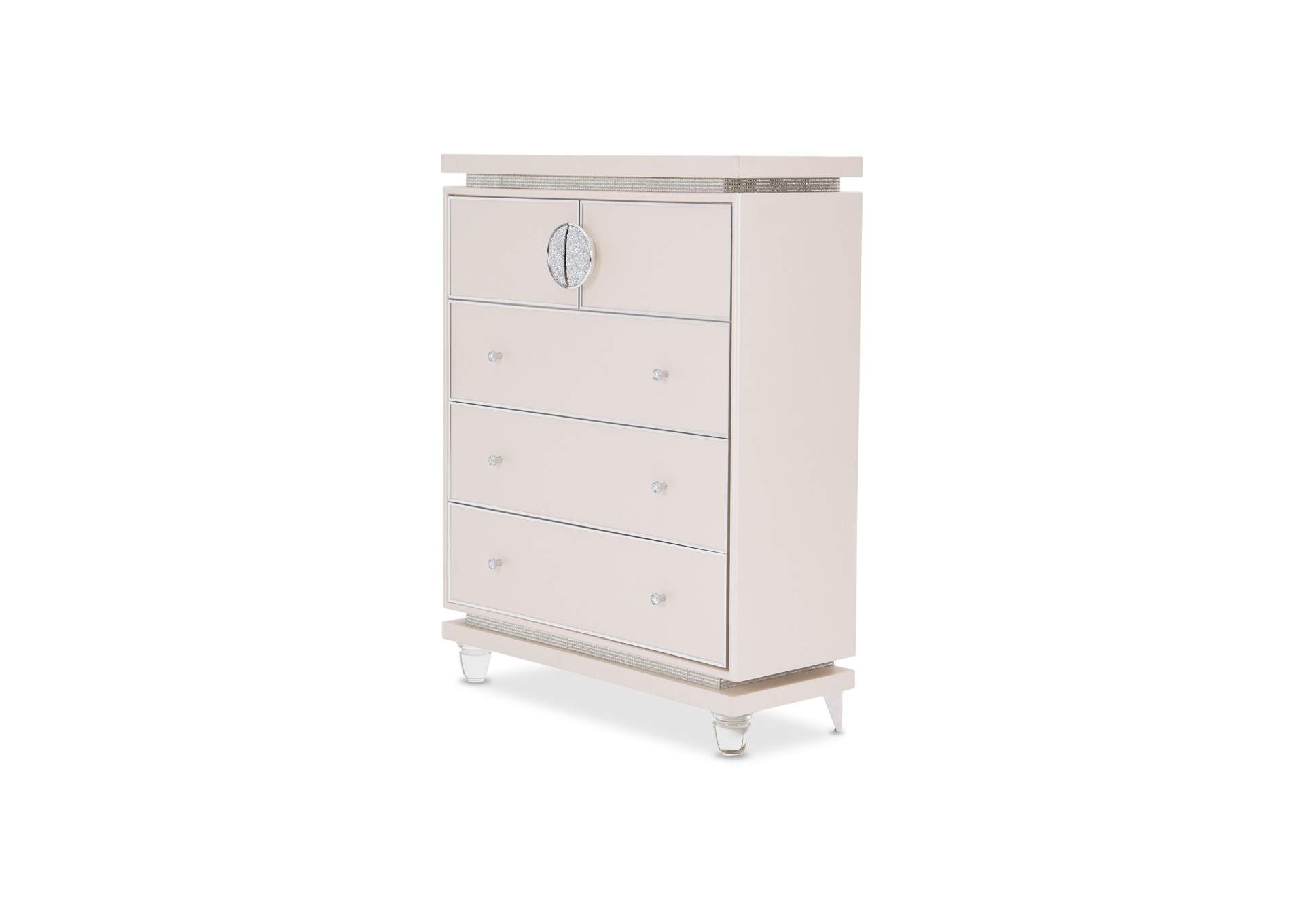 Glimmering Heights Upholstered 5 Drawer Chest Ivory,Michael Amini (AICO)