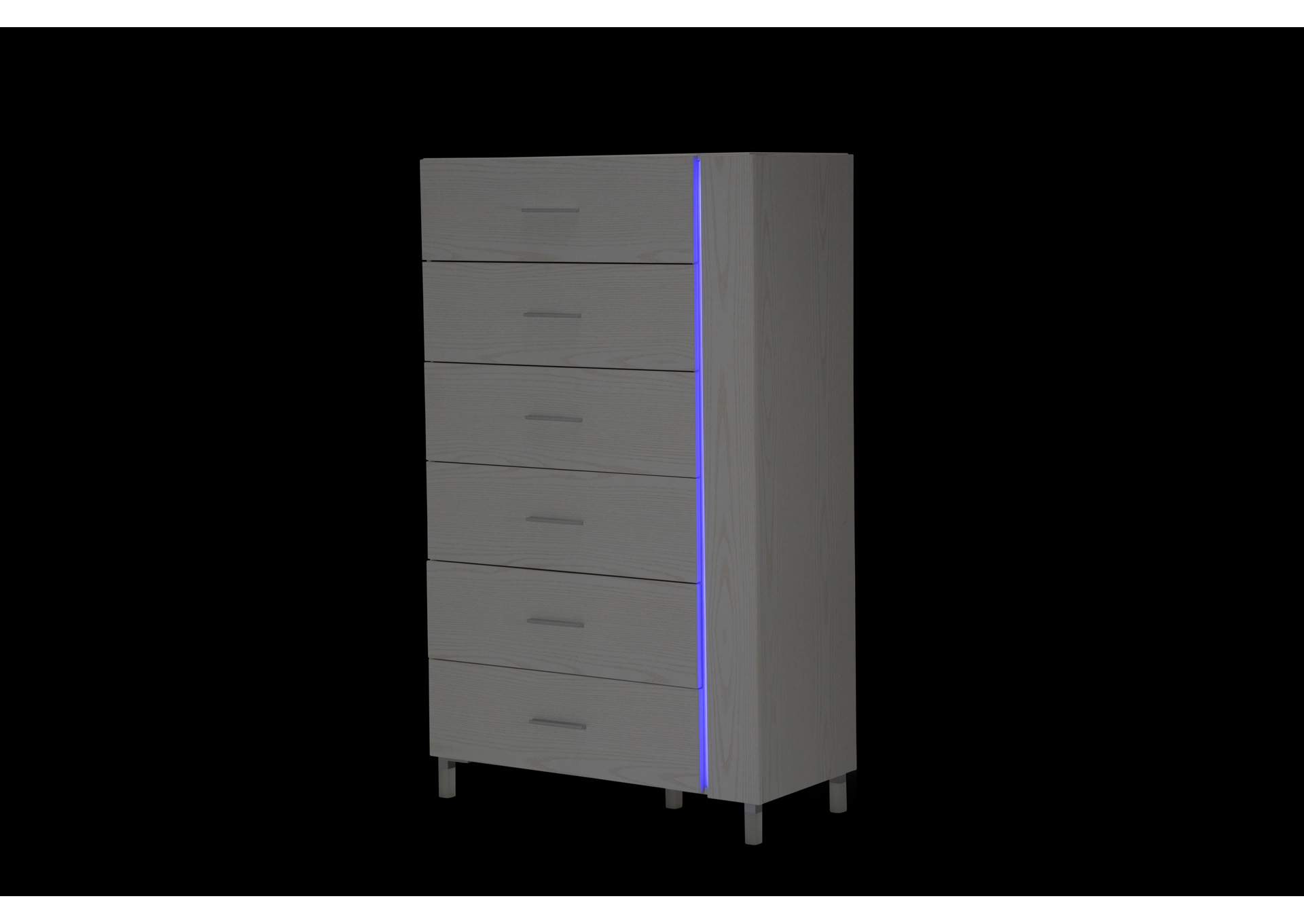 Lumiere 6 Drawer Chest w/LED Lighting Frost,Michael Amini (AICO)