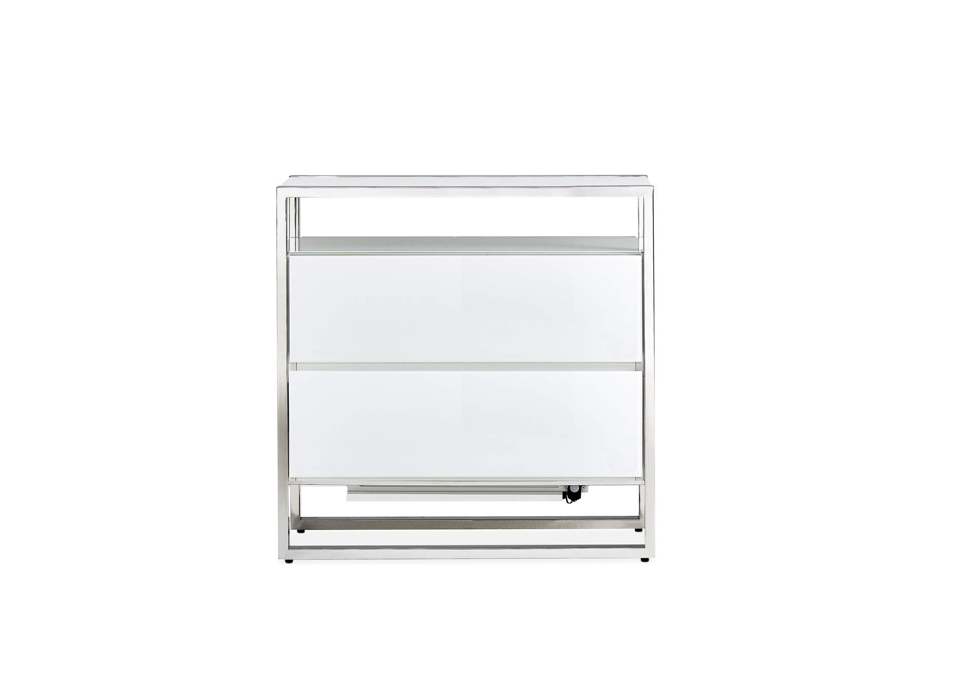 State St. Metal Nightstand w/LED Lights Glossy White,Michael Amini (AICO)