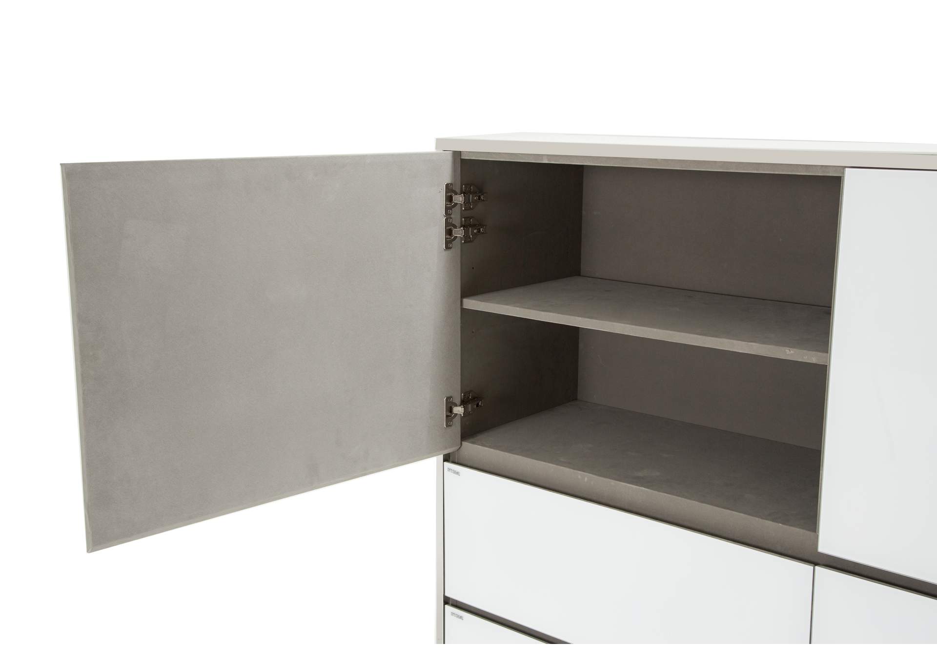 State St. Metal Storage Cabinet Glossy White,Michael Amini (AICO)