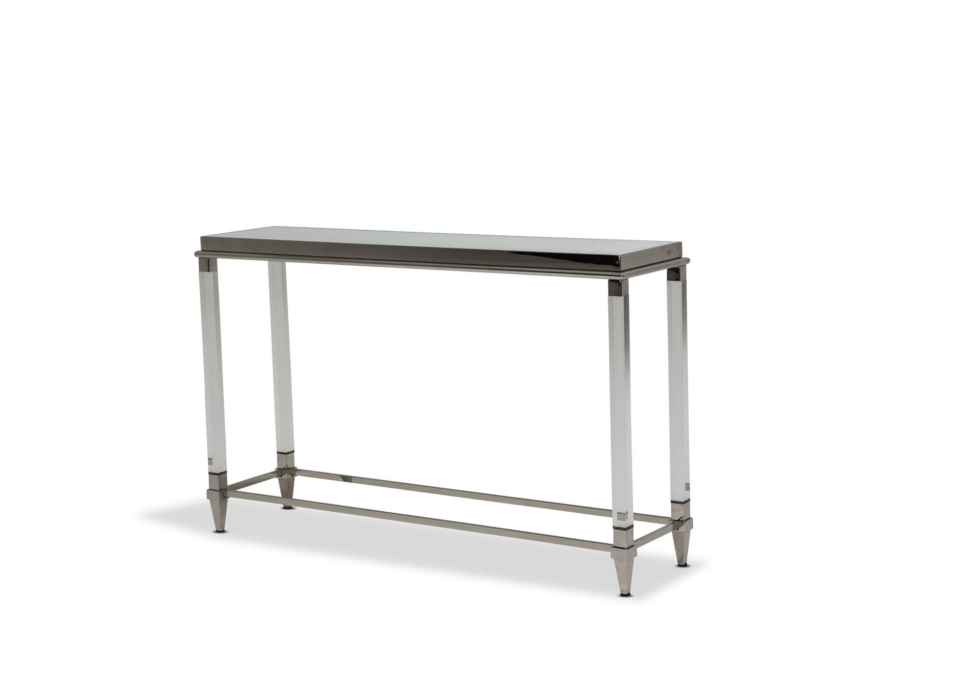 State St. Console Tbl.w/Glossy Wht.Glass Top StainlessSteel,Michael Amini (AICO)