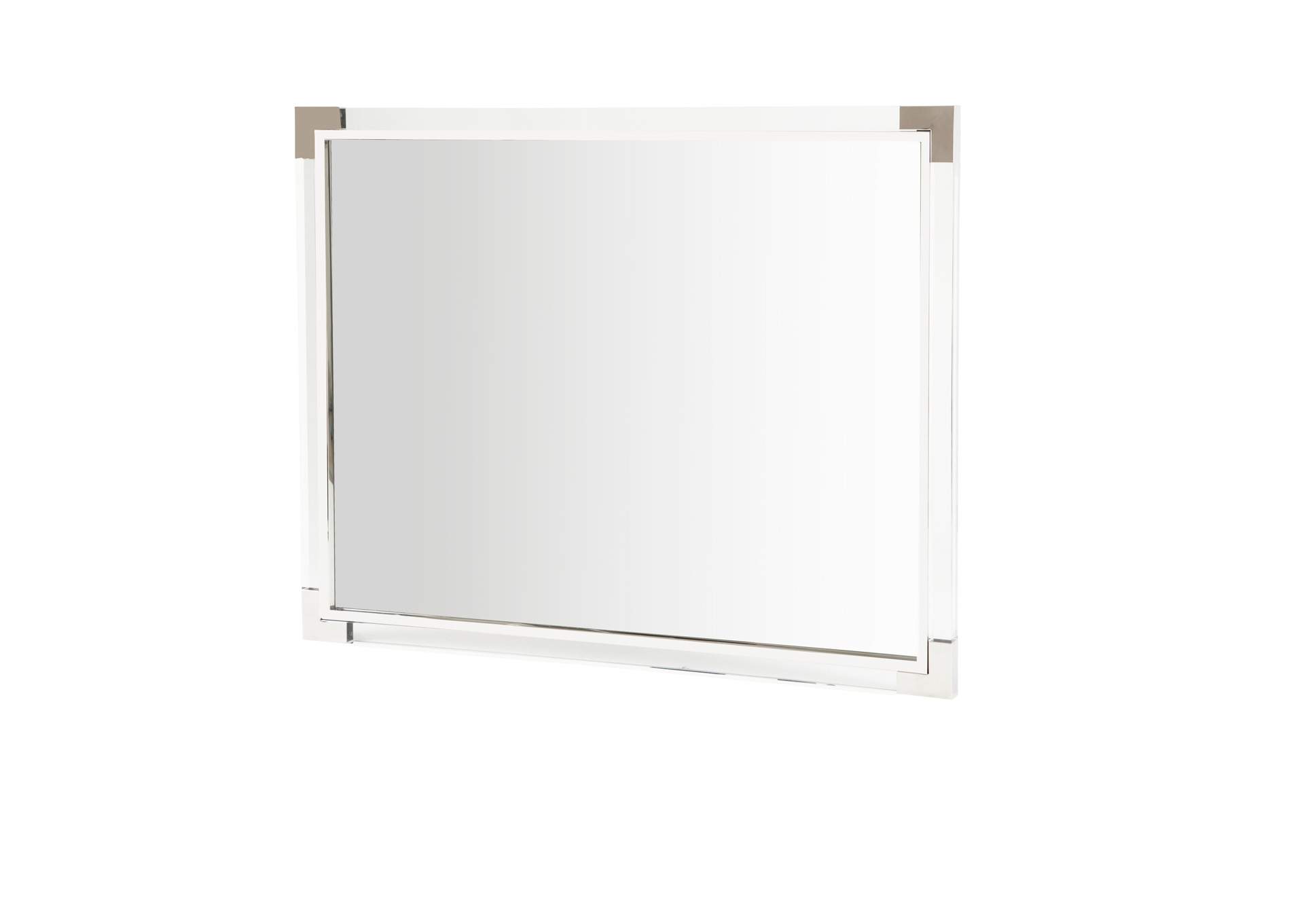 State St. Metal Wall Mirror Glossy White,Michael Amini (AICO)