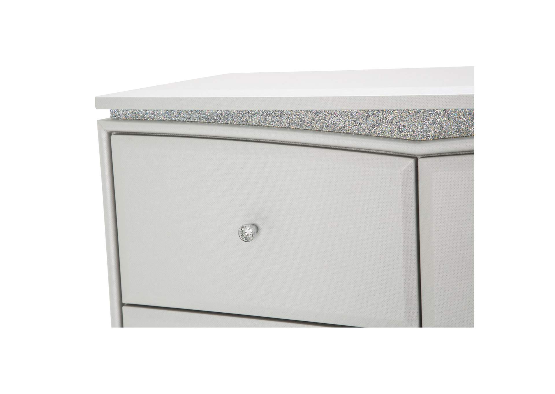 Melrose Plaza Upholstered 5 Drawer Chest Dove,Michael Amini (AICO)