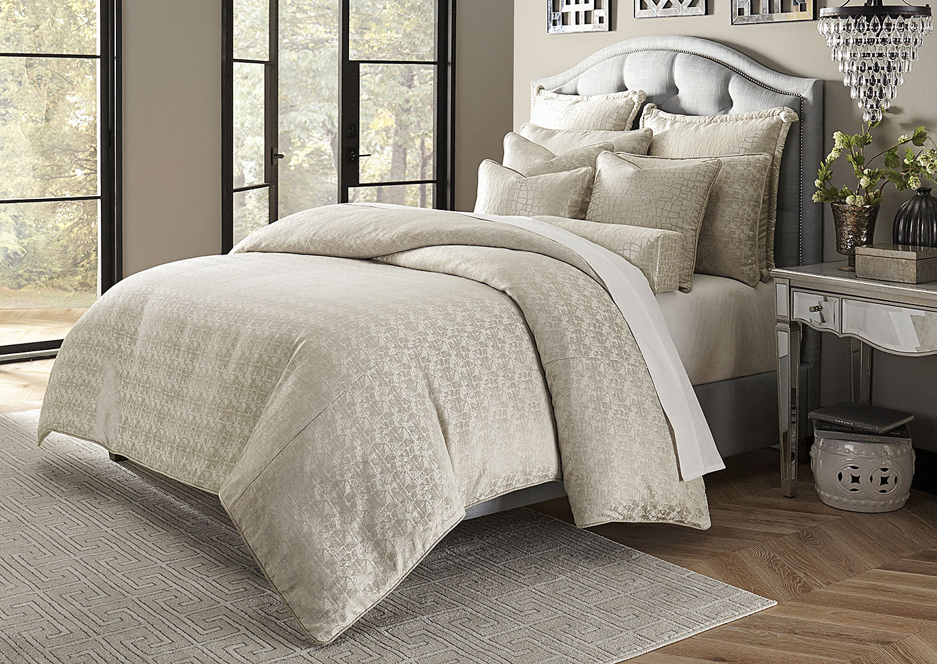 Carlyle 10 pc King Comforter Set Platinum,AICO