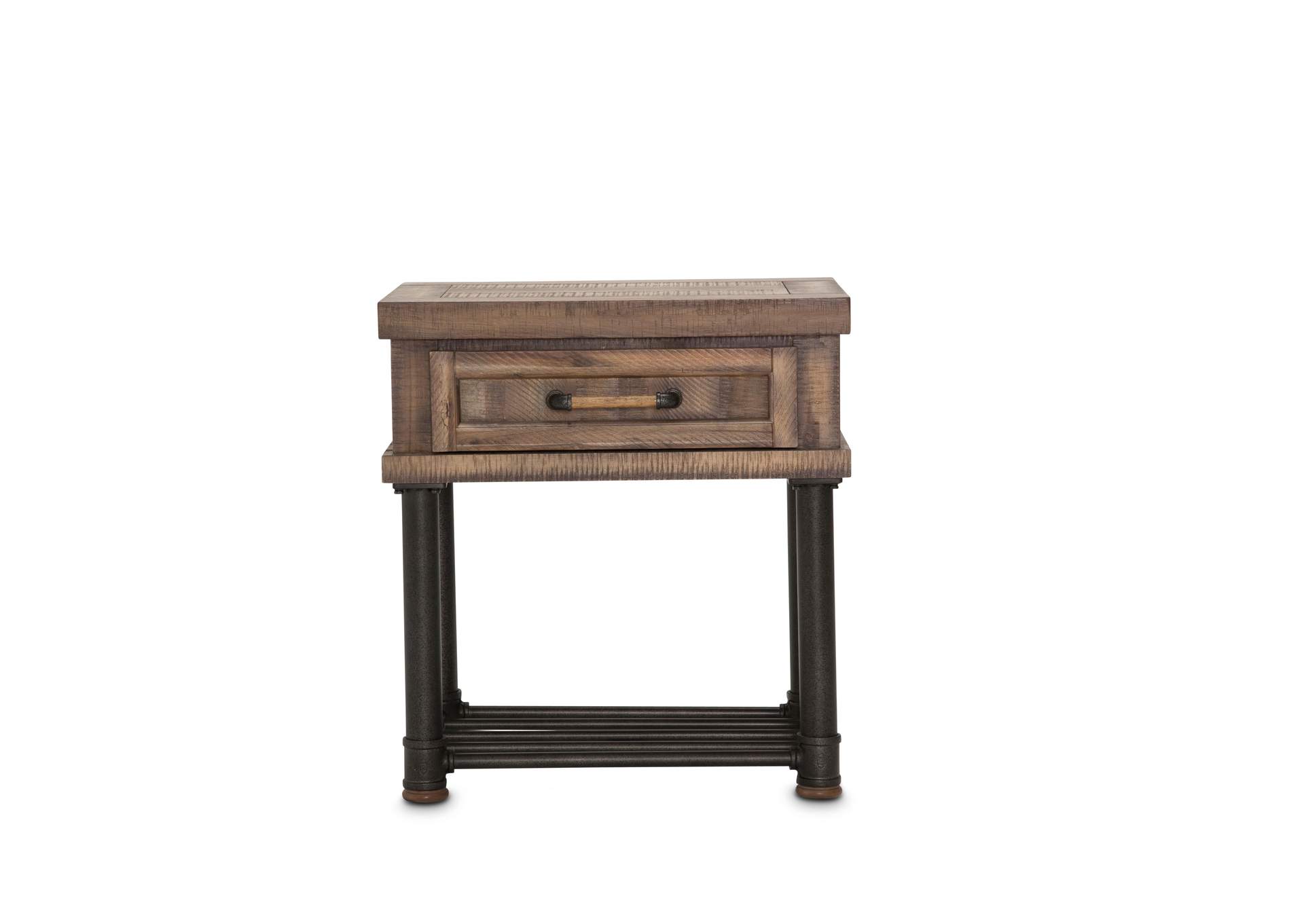 Crossings Side Table w/ Drawer Reclaimed Barn,Michael Amini (AICO)