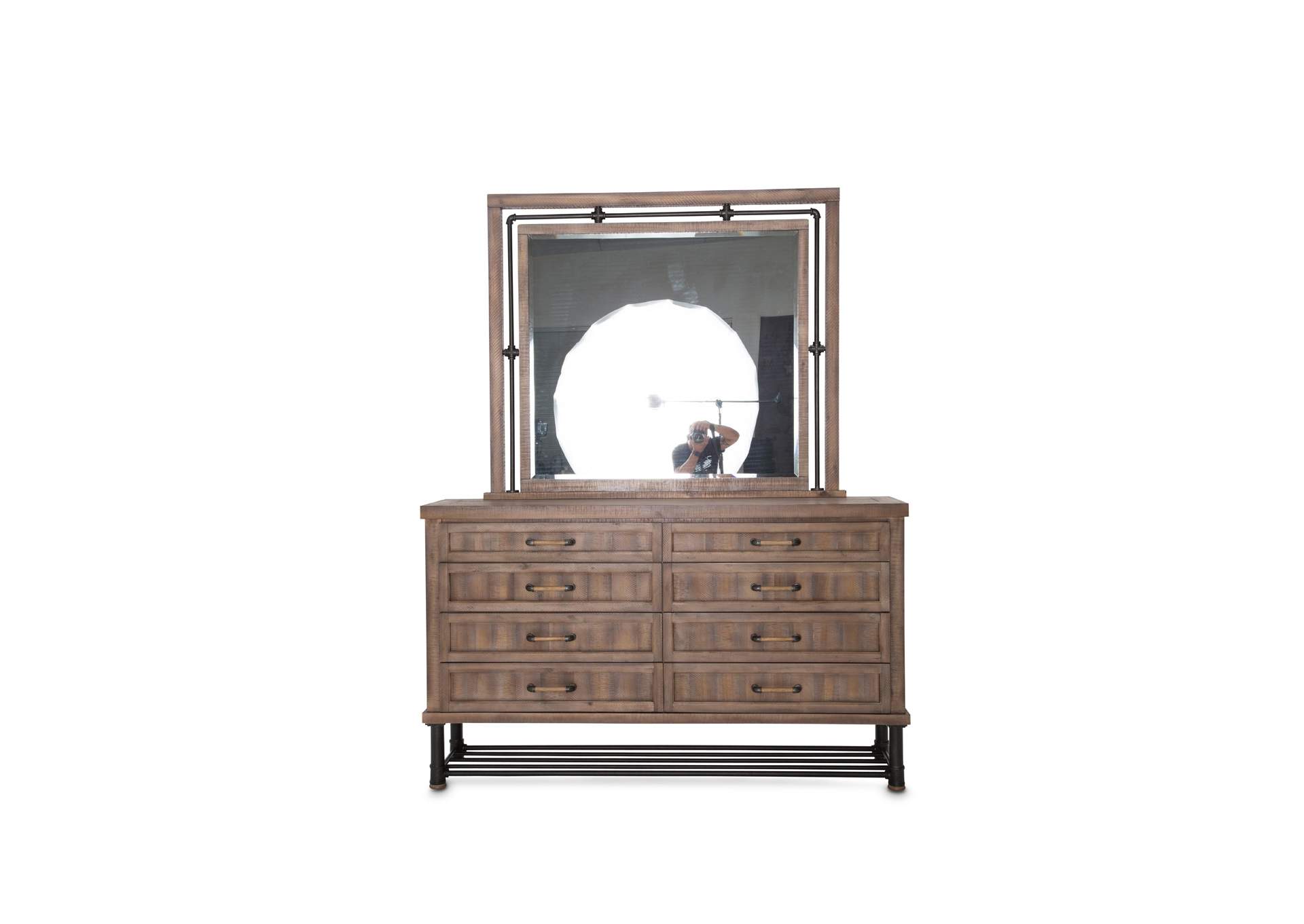 Crossings"Dresser and Mirror"Reclaimed Barn,Michael Amini (AICO)