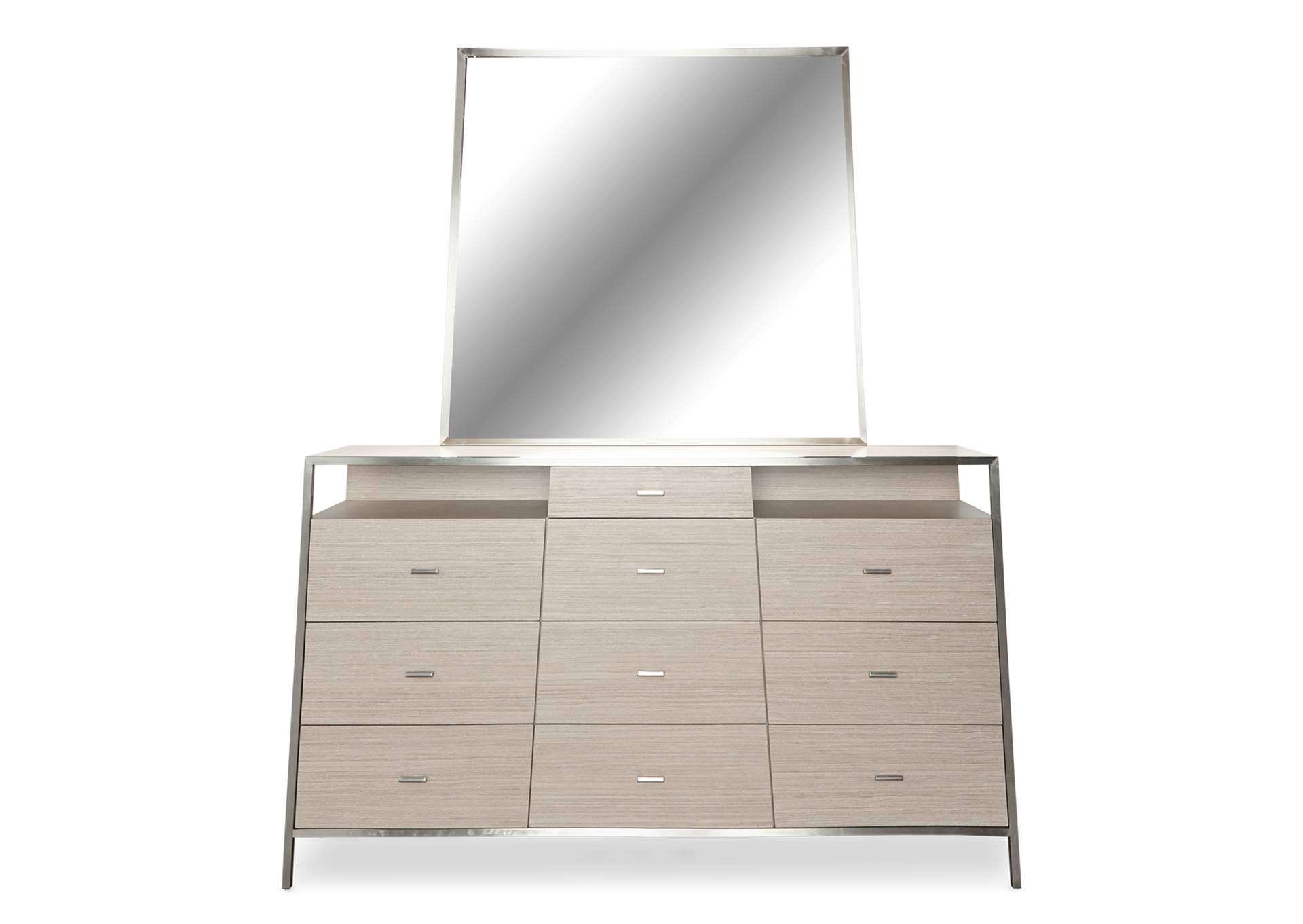 Silverlake Village"Dresser and Mirror"Washed Oak,Michael Amini (AICO)