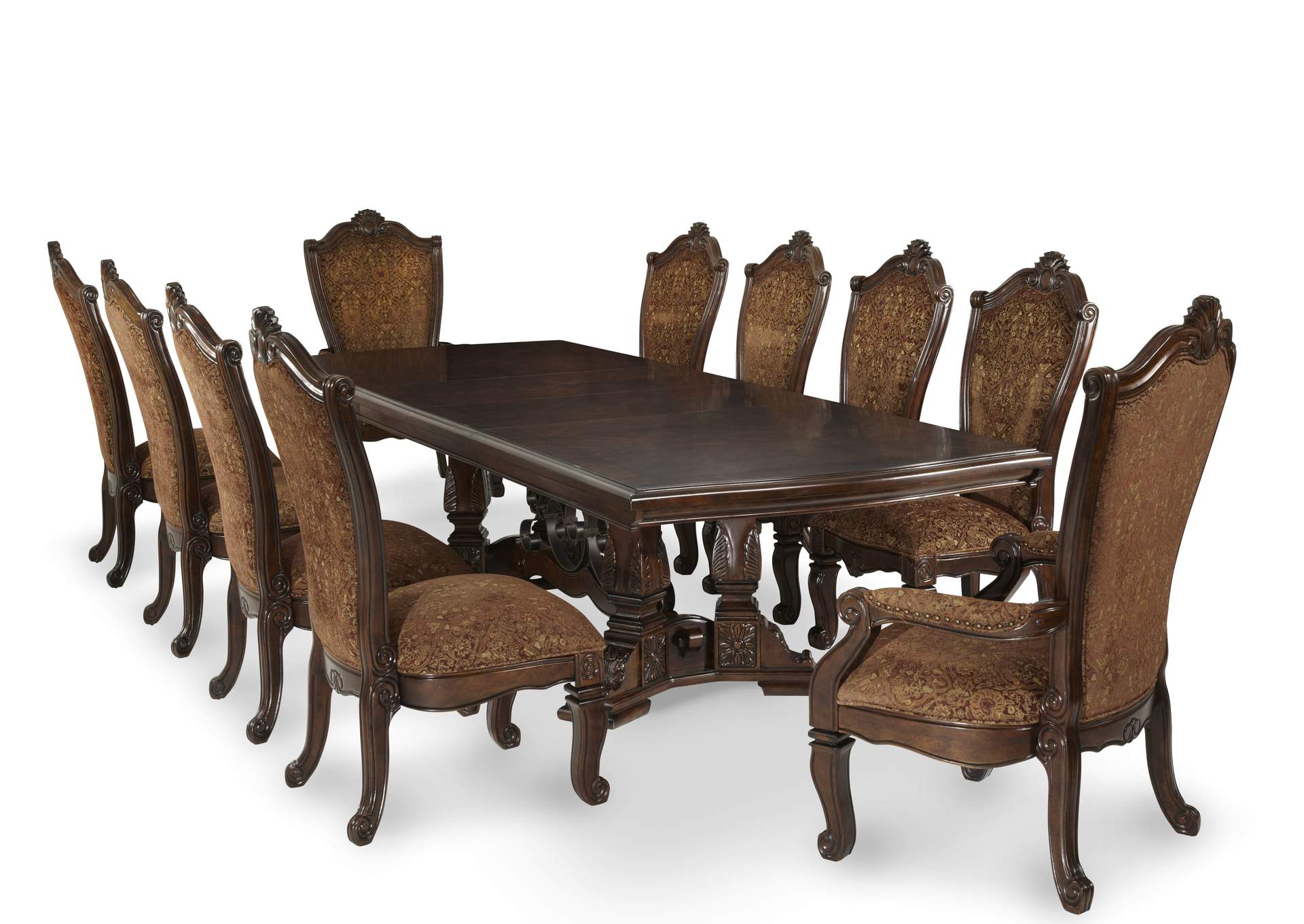Windsor Court Vintage Fruitwood Dining Table w/2 Arm Chairs & 8 Side Chairs,Michael Amini (AICO)