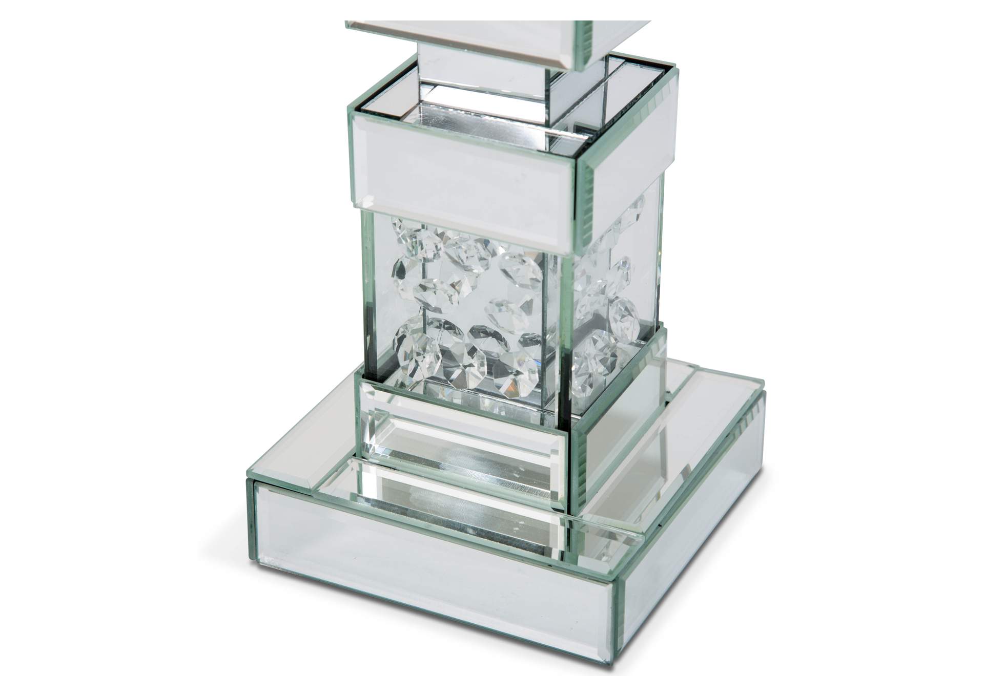 Montreal Mirrored/Crystal Candle Holder,Short,-Pack/2,Michael Amini (AICO)