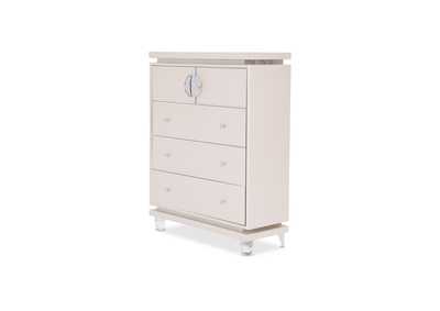 Glimmering Heights Upholstered 5 Drawer Chest Ivory