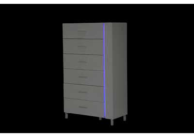 Lumiere 6 Drawer Chest w/LED Lighting Frost,AICO