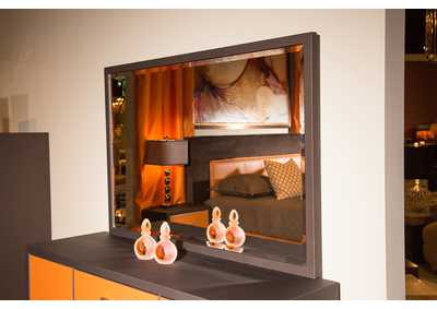 21 Cosmopolitan Dresser Mirror Diablo Orange/Umber,Michael Amini (AICO)