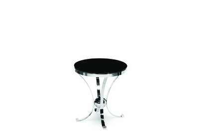 Accent Round Glass Table,Stainless Steel & Black