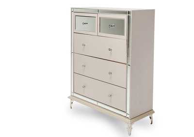 Image for Hollywood Loft Upholstered 5 Drawer Chest Frost