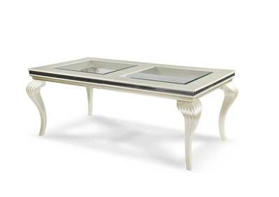 Image for Hollywood Swank Pearl Caviar 4 Leg Dining Table w/Glass Inserts