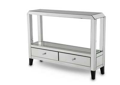 Montreal Silver Mirrored Console Table w/Crystals