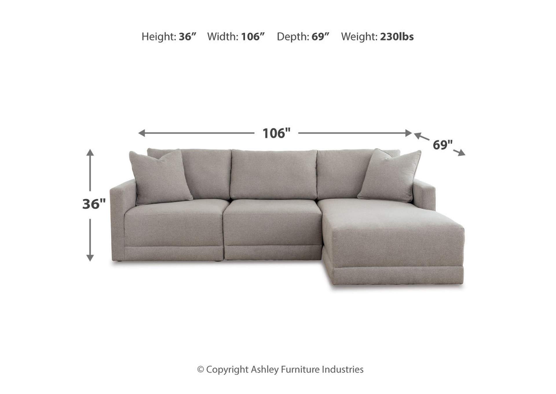 Katany 3-Piece Sectional with Chaise,Benchcraft