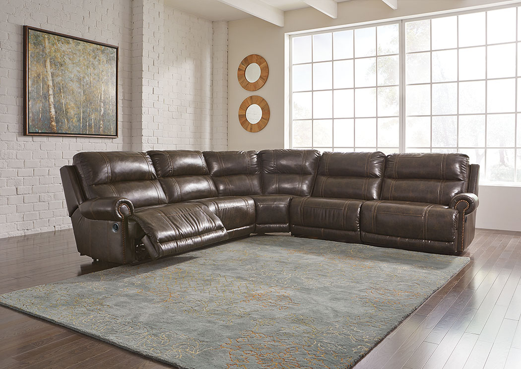 Dak DuraBlend Antique Left Facing Sectional w/ Right Facing Wall Recliner,ABF Signature Design by Ashley