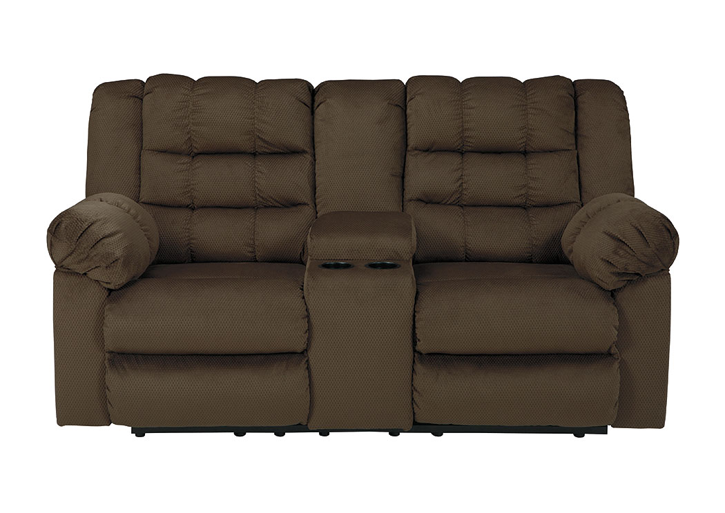 Mort Umber Double Reclining Loveseat w/Console,ABF Signature Design by Ashley