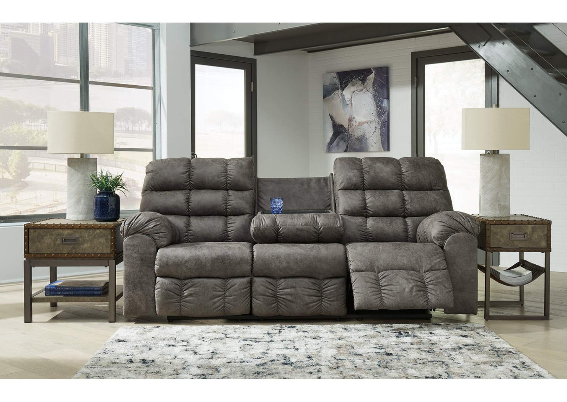 Derwin Reclining Sofa with Drop Down Table,Signature Design By Ashley