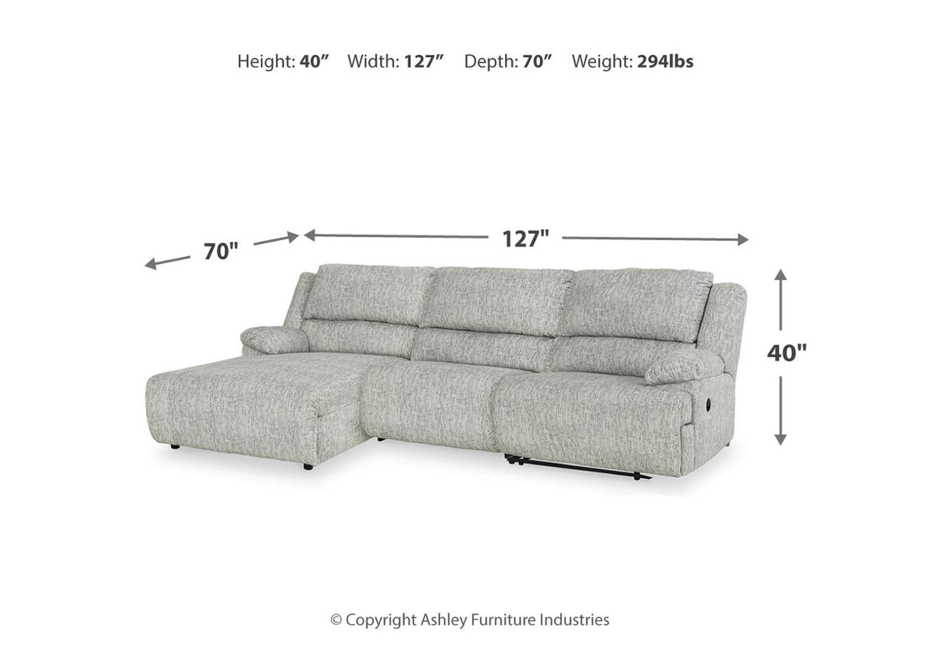 McClelland 3-Piece Reclining Sectional with Chaise,Signature Design By Ashley