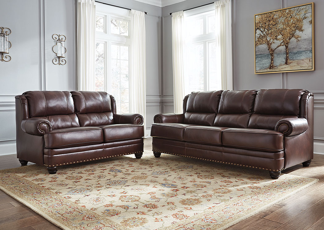 Glengary Chestnut Sofa and Loveseat,ABF Signature Design by Ashley