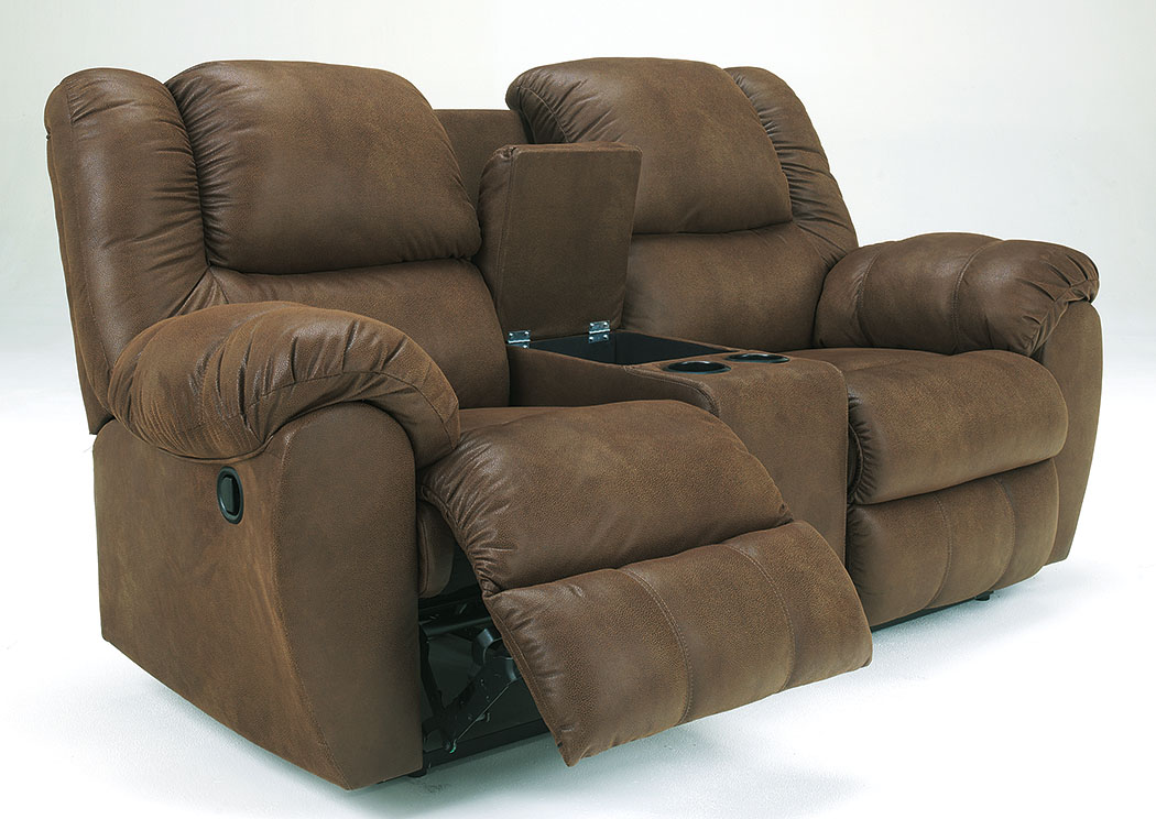 Quarterback Canyon Double Reclining Loveseat w/ Console,ABF Benchcraft