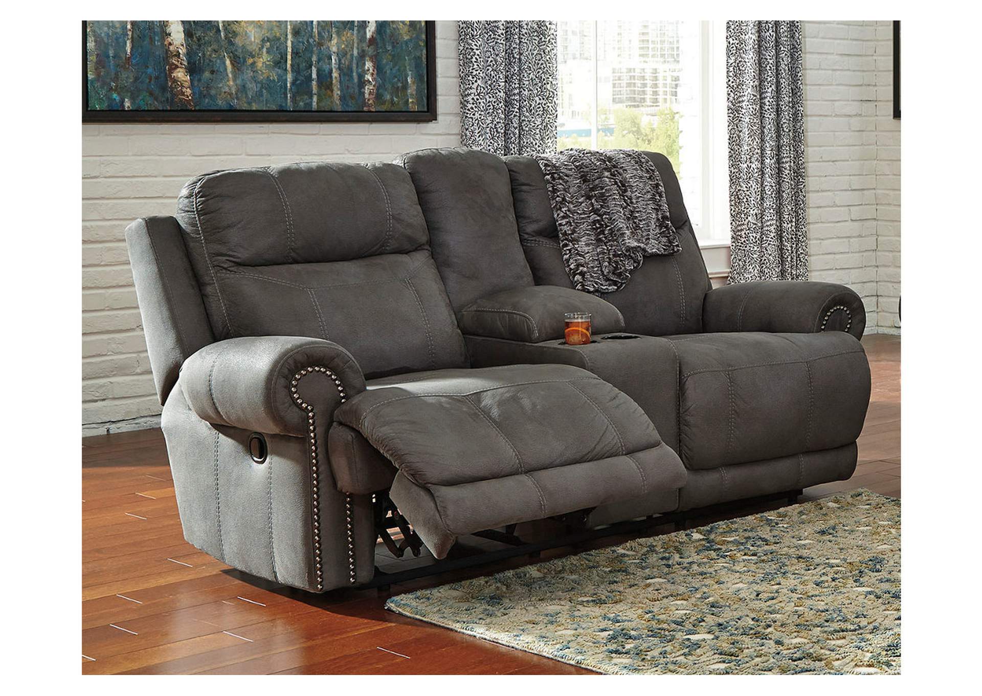 Austere Reclining Loveseat with Console,Signature Design By Ashley