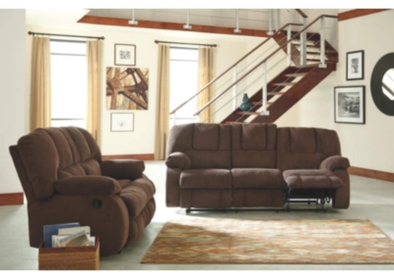 Roan Cocoa Reclining Sofa and Loveseat,ABF Benchcraft