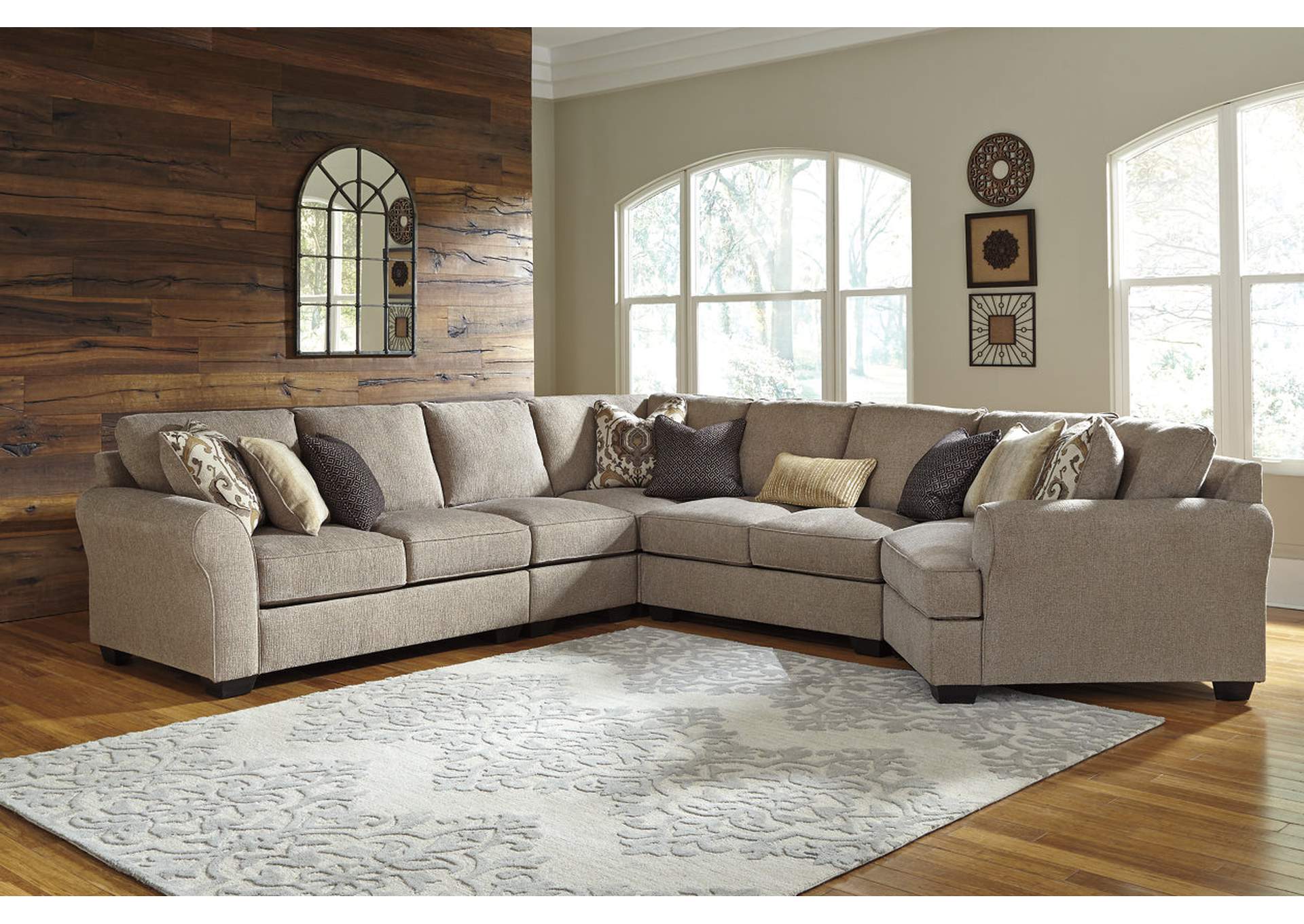 Pantomine Driftwood Extended Sectional w/Right Facing Cuddler,ABF Benchcraft