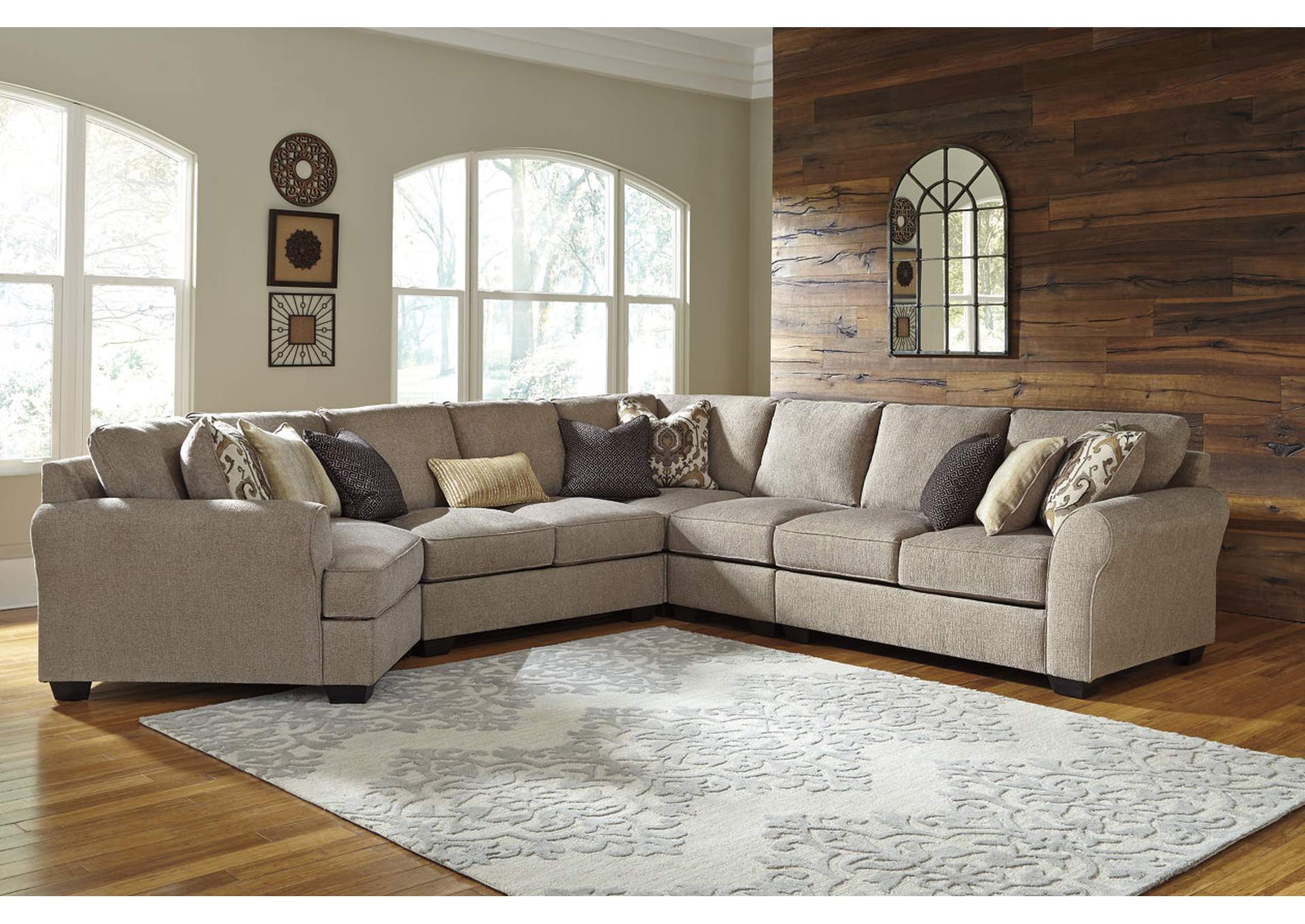 Pantomine Driftwood Extended Sectional w/Left Facing Cuddler,ABF Benchcraft