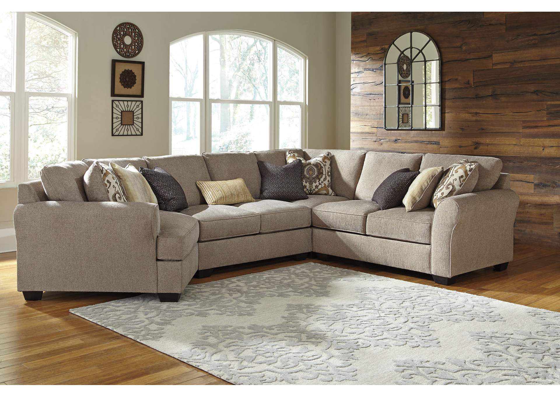 Pantomine Driftwood Sectional w/Left Facing Cuddler ,ABF Benchcraft