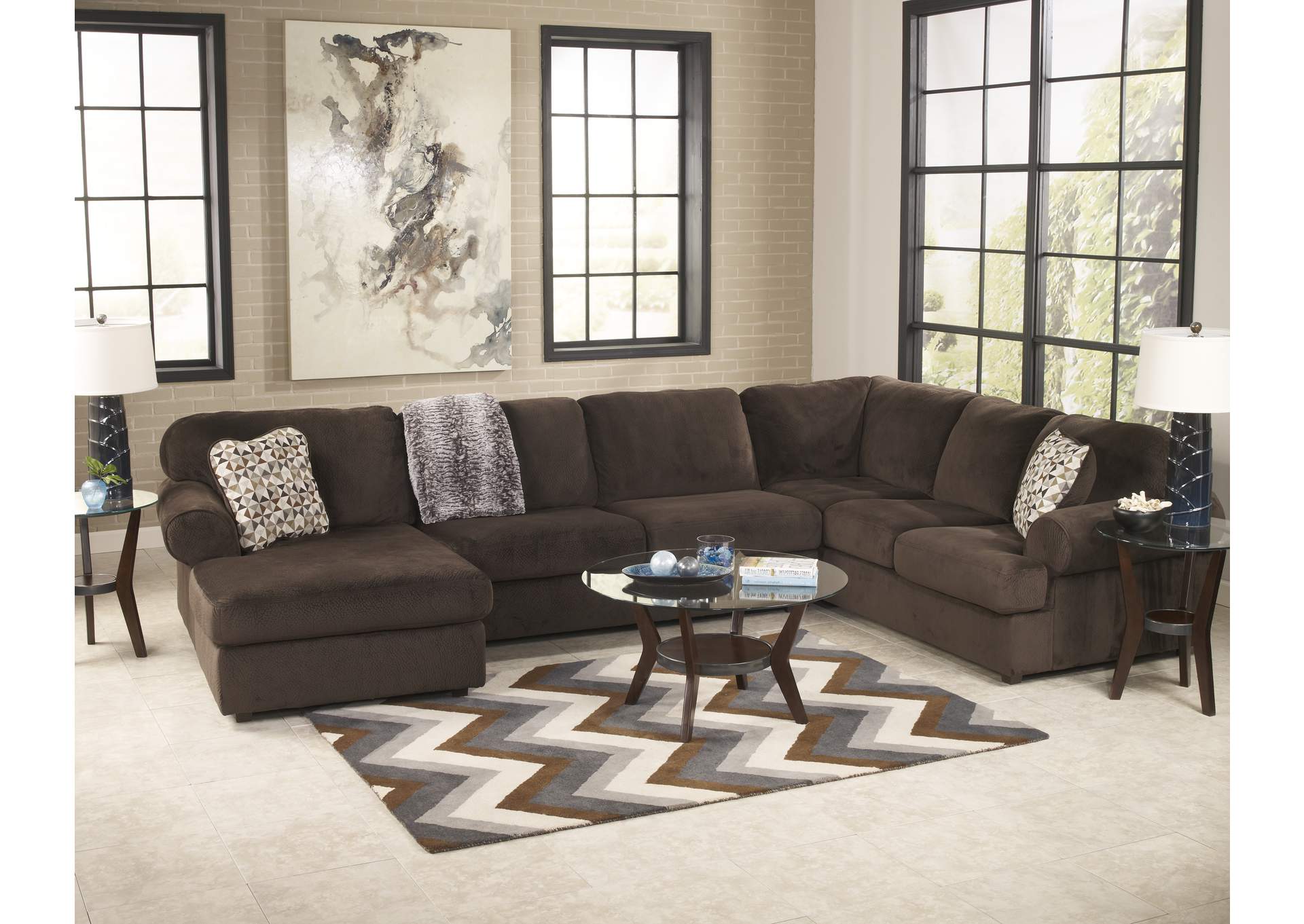Jessa Place Chocolate Left Facing Chaise Sectional,ABF Signature Design by Ashley