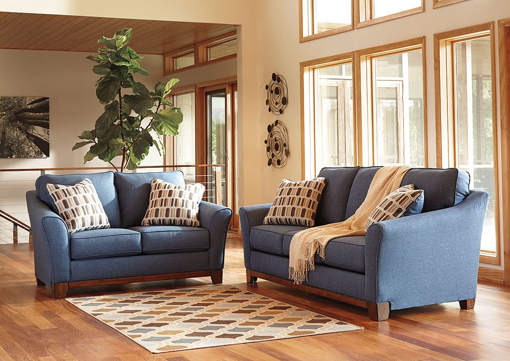 Janley Denim Sofa and Loveseat,ABF Benchcraft