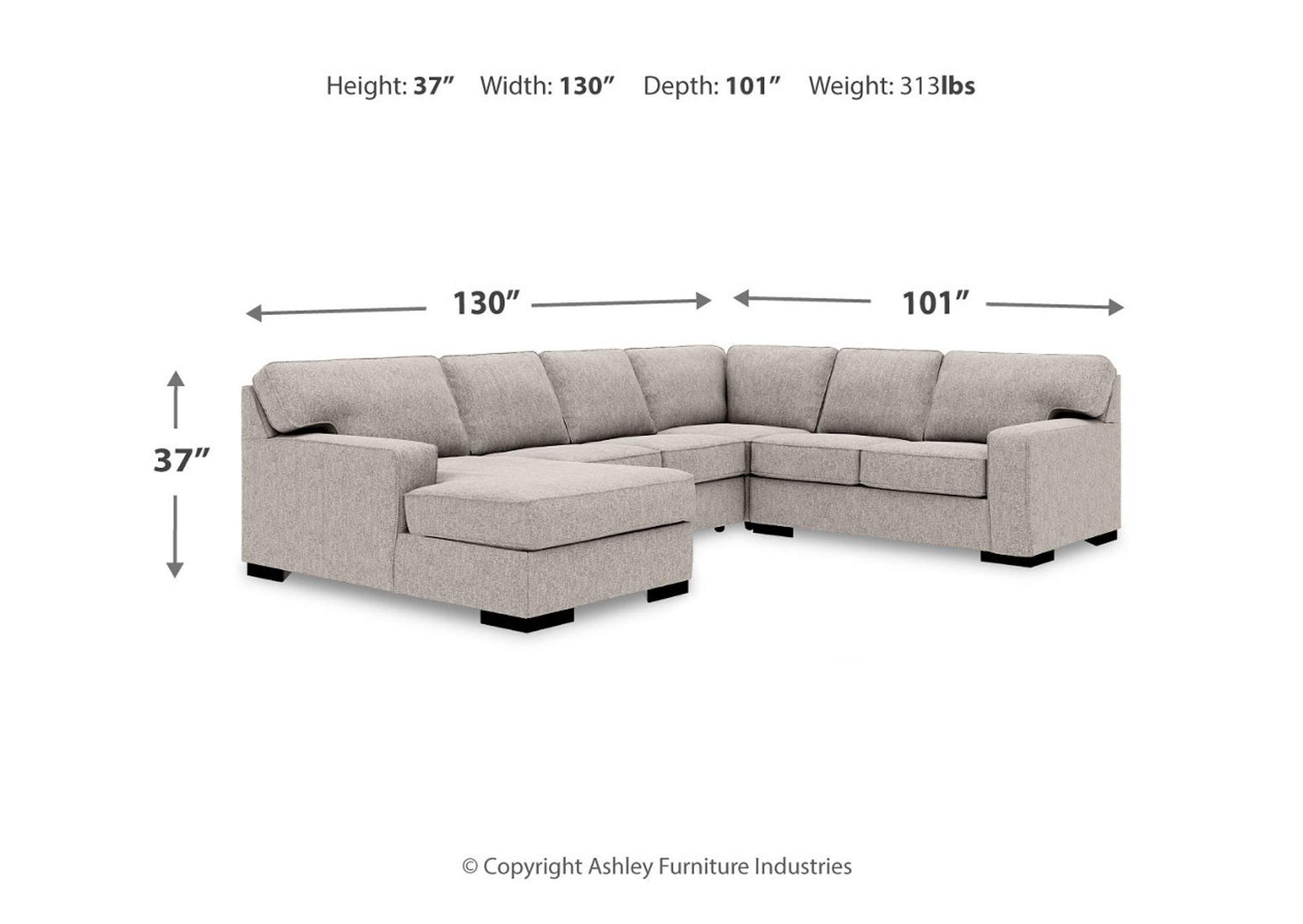 Ashlor Nuvella® 4-Piece Sectional with Chaise,Ashley