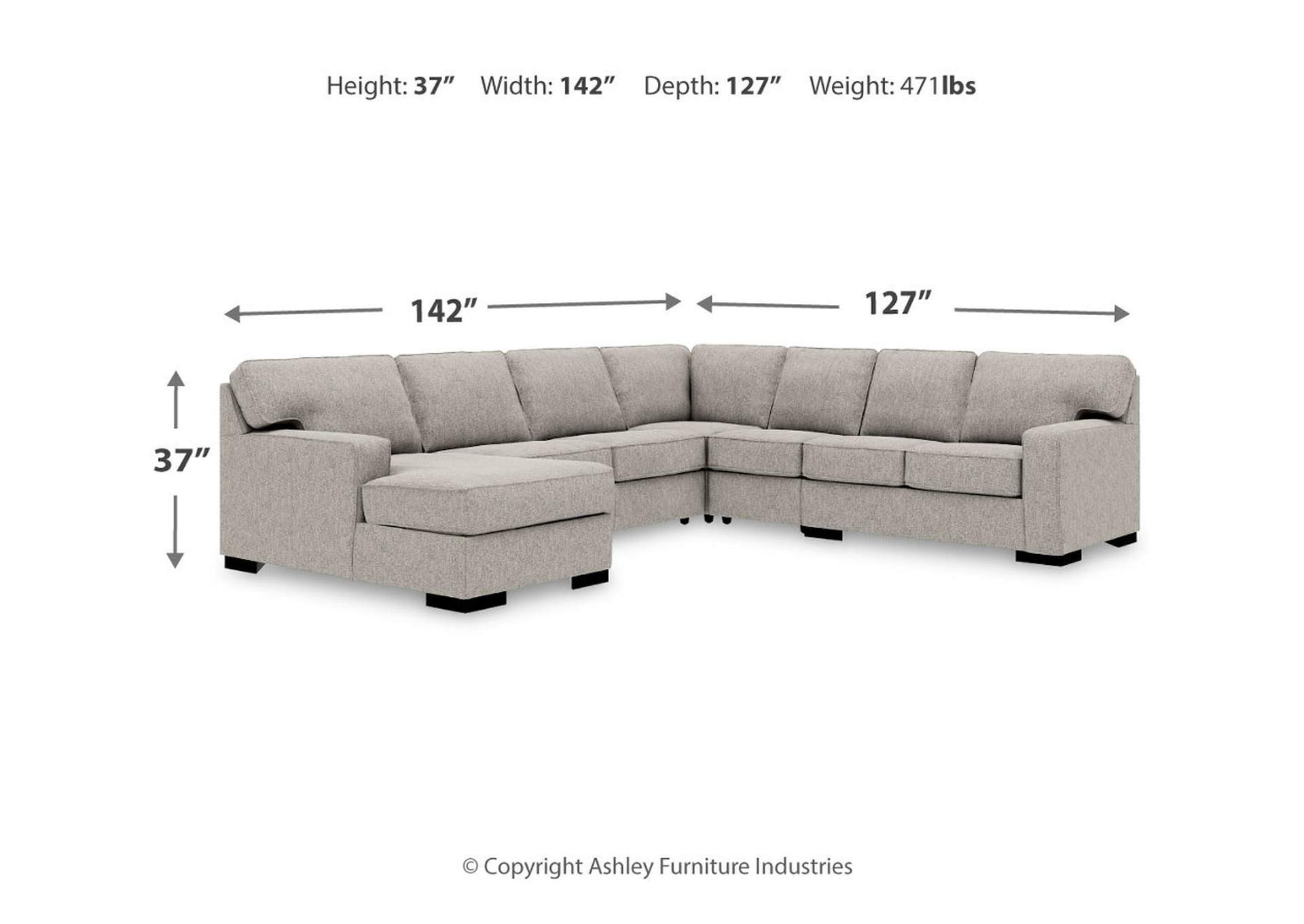 Ashlor Nuvella® 5-Piece Sleeper Sectional with Chaise,Ashley