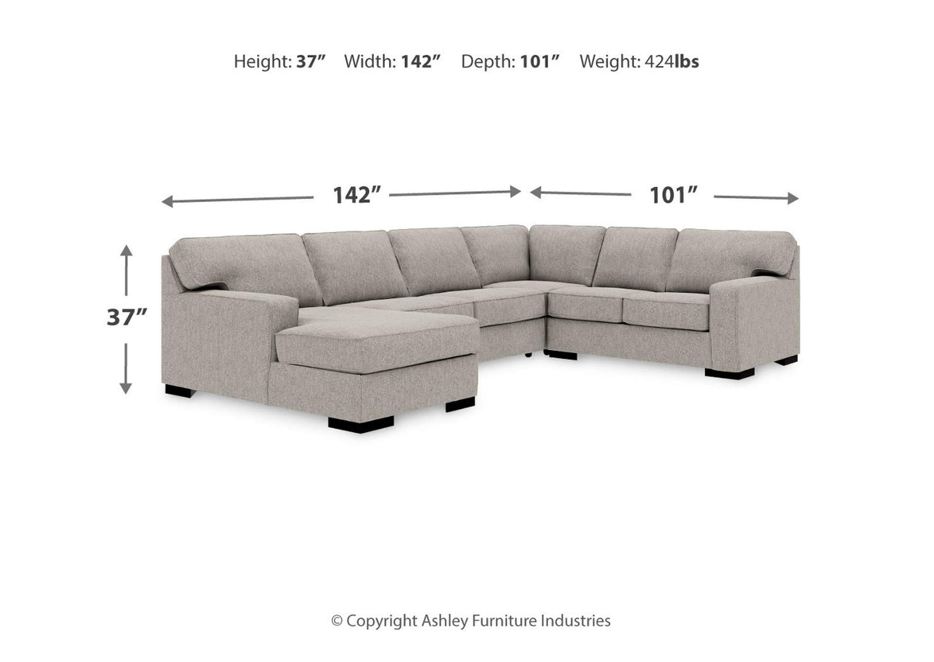 Ashlor Nuvella® 4-Piece Sleeper Sectional with Chaise,Ashley