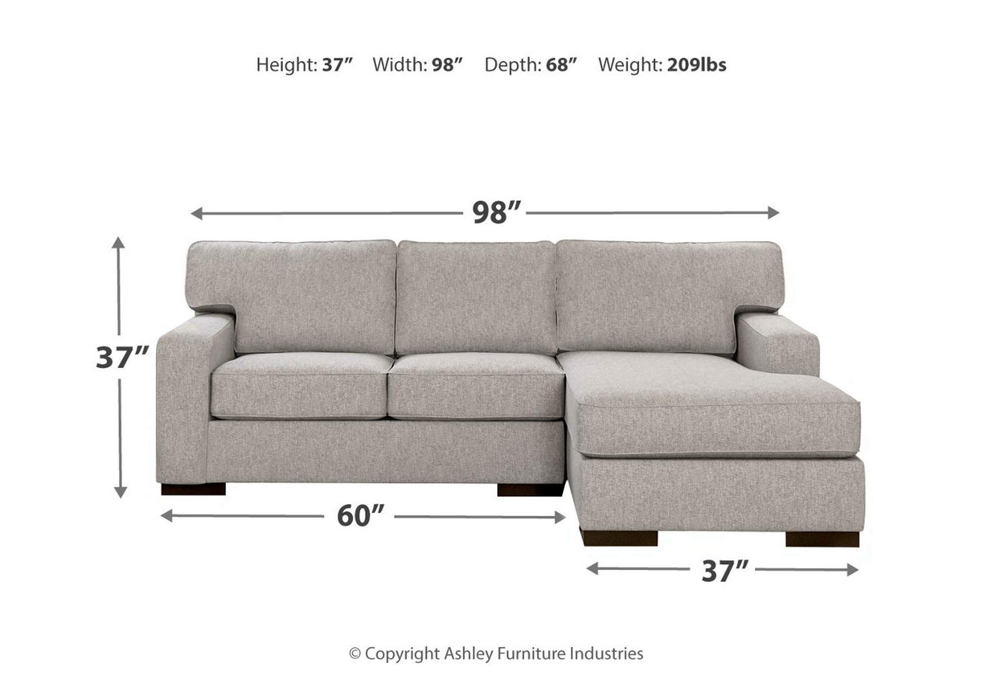 Ashlor Nuvella® 2-Piece Sectional with Chaise,Ashley